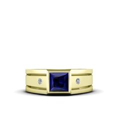 Metal: Yellow Gold Purity:18kGemstone:SapphireCarat Total Weight:1.80Cut:Square FacetedDimensions:0.6 x 0.6 cmSetting Type: BezelAccent Stones:DiamondsCarat Total Weight:0.04Setting Type: Pave Cut:GoodColor: HClarity: VS1Ring width: 6.00 mm wide across the undersideProduct weight: 12.8 gr (0.45 oz) Virgo Ring, Ring With Gemstone, Ring For Man, Engagement Band, Men's Wedding Ring, Wedding Sale, Diamonds And Gold, Engagement Bands, Pinky Ring