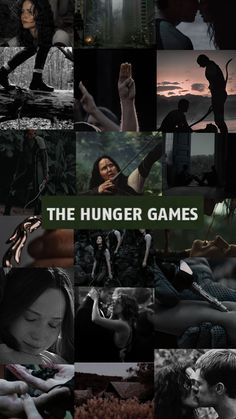 a collage of images with the words, the hunger games