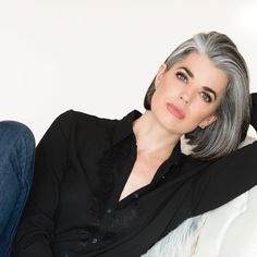 Salt and pepper gray hair. Grey hair. Silver hair. White hair. Granny hair don't care. No dye. Dye free. Natural highlights. Aging and going gray gracefully. Instagram @greymodelagency Hair Grey Highlights, Highlights Silver, Granny Hair, Grey Highlights, Hair With Highlights, Black Hair With Highlights