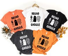 Squad Ghouls Shirt, Funny Halloween T Shirts, Halloween Tees for Kids Toddler Women, Halloween Party Shirt, Spooky Season, Witch Shirt, Ghost --- HOW TO ORDER T-SHIRT --- 1) All the information you need is in the listing photos. Please review all product photos 2) Choose the size and color of your t-shirt from the drop down menus next to the image 3) Choose your design & text color (Please add your design and text color in the personalization box) 4) Choose the quantity 5) Please make sure all y Squad Ghouls, Fairy Shirt, Halloween Shirts Kids, Sarcastic Shirts Funny, Girls Trip Shirts, Halloween T Shirts, Group Halloween Costumes, Costume Shirts