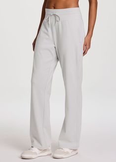 Cozy up in our ultra versatile Oliver Plush Wide Leg Pant. Super soft fabric stretches and moves with you while helping to keep you warmer without being heavy or restrictive during your workouts, hikes or lounge sessions. A wide leg design with a relaxed fit offers enhanced breathability and optimal comfort, while functional details like side pockets and a flattering wide, drawstring elastic waistband provide the functionality you're looking for in a women's sweat pant. Functional Moisture-wicking Solid Color Pants, Functional Moisture-wicking Solid Pants, Moisture-wicking Full Length Athleisure Pants, Go-dry Sweatpants For Yoga, Functional Full-length Workout Bottoms, Full Length Moisture-wicking Pants For Sports, Comfortable Stretch Wide Leg Yoga Pants, Go-dry Sportswear Pants For Yoga, Comfortable Relaxed Fit Straight Leg Activewear