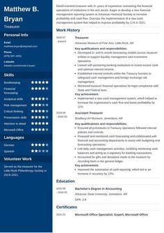 a blue and white resume with stars on it