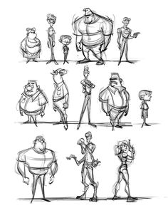 some character sketches from the animated movie wreck, including characters and their animation style expressions