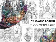 the coloring page is filled with many different things to draw and paint on it's surface