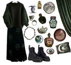 Chill Witchy Outfits, Witchy Mom Aesthetic, Comfy Witchy Outfits, Witchy Thanksgiving Outfit, Grunge Witchy Outfits, Colorful Witchy Outfits, Witch Winter Outfits, Goth Grandma Aesthetic, Magiccore Outfit