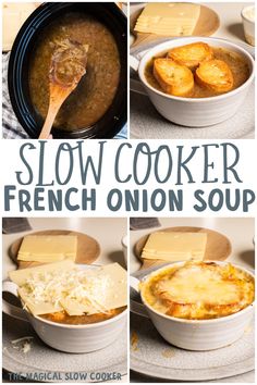 slow cooker french onion soup collage