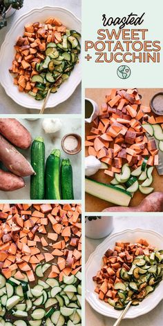 the steps to making sweet potatoes and zucchini