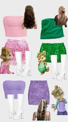 there are many different outfits and shoes for dolls