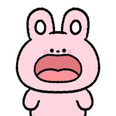 a pink cartoon character with an angry expression