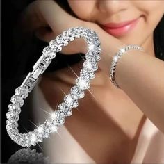 2023 Newest European & American Style Fashion Exquisite Heart Shaped Roman Crystal & Rhinestone Decor Bracelet, Showcasing High-End & Luxurious Look Bundle & Save Same Day / Next Day Shipping Roman Bracelet, Bracelet Tennis, The Bangles, Leaf Bracelet, Crystal Bangle, Rose Gold Bracelet, Rhinestone Bracelet, Fine Jewelry Gift, Wedding Bracelet