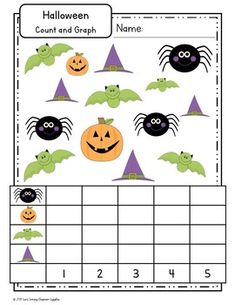 halloween counting game with pumpkins and bats