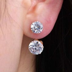 Wicked Wonders VIP Bling Earrings Starlet Squadron Gold & White Rhinestone Post Earrings Affordable Bling_Bling Fashion Paparazzi Ear Jacket Earring, Couture Jewelry, White Rhinestone, Crystal Stud Earrings, Copper Earrings, Elegant Earrings, Gold Earrings Studs, Silver Earrings Studs, Earrings Jewelry