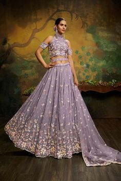 Occasion Wear Lavender Color Sequins Work Lehenga In Georgette Fabric Heavy Lehenga, Desi Dress, Work Lehenga, Lehenga Saree, Wedding Function, Dress Rental, Purple Fabric, Georgette Fabric, Indian Outfit