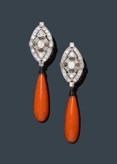 Art Deco Jewelry Earrings, Art Deco Jewelry Vintage, Celebrity Jewelry, Vintage Jewelry Art, Coral Earrings