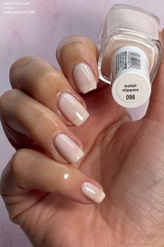 Essie Nail Polish Ballet Slippers, Essie Best Colors, Essie Ballet Slippers Nail Polish, Essie Nail Polish Aesthetic, Best Essie Nail Color, Cute Nail Polish Colors, Ballet Slipper Nails, Acrylic Nails Ballerina, Aesthetic Slippers