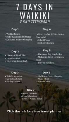 the 7 days in waiki with text overlay