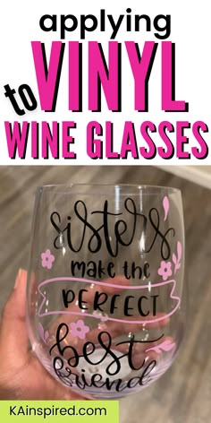 HOW TO APPLY VINYL TO WINE GLASSES Vinyl Wine Glasses, Vinyl Wine Glass Ideas, Wine Glasses Cricut, Cricut Stemless Wine Glass Ideas, Vinyl On Wine Glasses, Applying Vinyl To Wine Glasses, Stemless Wine Glasses Vinyl, Wine Glass Cricut Vinyl Decals, Cricut Wine Glass Ideas