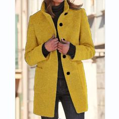 Notice：1.Due to the light and screen difference, the item's color may be slightly different from the pictures.2.Please allow slight dimension difference due to manual measurement Yellow Button-up Outerwear With Buttons, Yellow Buttoned Outerwear, Office Outerwear With Buttoned Pockets, Yellow Button-up Winter Outerwear, Yellow Winter Outerwear With Button Closure, Yellow Button-up Outerwear For Winter, Yellow Outerwear With Buttons For Work, Yellow Workwear Outerwear With Buttons, Casual Yellow Outerwear For Office