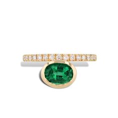 Oval Zambian Emerald and Pave Diamond Ring Rings H&H Jewels Vs1 Diamond, Pave Diamond Ring, Zambian Emerald, Diamond Band, Selling Jewelry, Diamond Bands, Pave Diamonds, Oval Cut, Diamond Ring