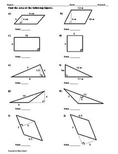 worksheet showing how to find the missing side of a rectangle and its corresponding angles