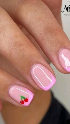 Do It Yourself Nails, Builder Gel Nails, Short Gel Nails, Cherry Nails, Simple Gel Nails, Summery Nails, Cute Gel Nails, Nails Spring, Short Acrylic Nails Designs