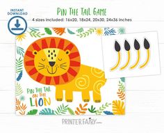 the printable lion game is shown with four different shapes and sizes, including one for each