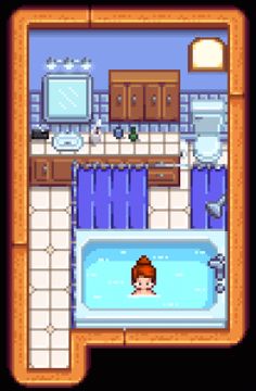 a bathroom with a sink, toilet and bathtub in the game super mario bros