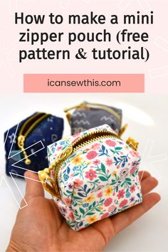 how to make a mini zipper pouch with free pattern and sewing instructions for beginners