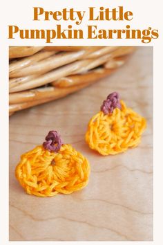 crochet pumpkin earrings