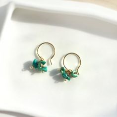 💙 Raw Turquoise Tiny Hoop Earrings, 14K Gold Filled, Rose Gold Filled, Sterling Silver, Dainty Turquoise Dangle Earrings✨ Turquoise is a good luck charm for health and abundance. It is also said to have a therapeutic benefit of tranquility and calmness ✨• Handmade with genuine raw turquoise gemstones. Tiny, unique, and very comfortable to wear. They are perfect for your everyday wear and will make a lovely gift for her.• 14K gold-filled is known for its lasting quality. These earrings will last Minimalist Turquoise Hoop Earrings For Gifts, Minimalist Turquoise Hoop Earrings As Gift, Turquoise 14k Gold Filled Earrings As Gift, Turquoise 14k Gold Filled Earrings For Gift, Gift Turquoise 14k Gold Filled Earrings, Dainty Hoop Earrings With May Birthstone, Dainty May Birthstone Hoop Earrings, Dainty May Birthstone Hoop Jewelry, Small Hoop Turquoise Earrings For Everyday