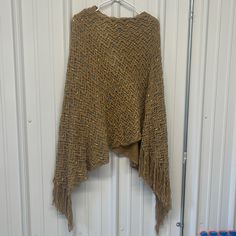 Moa Poncho, New In Bag, One Size Gold Shawl For Fall, One-size Beige Knit Poncho, Beige Knit Poncho One Size, Beige Knit Poncho, Brown One-size Poncho For Spring, Womens Poncho, Poncho Cardigan, Scarf Wrap, New Color