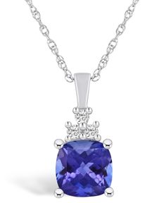 in stock Classic Tanzanite Necklace With Diamond Cut, Classic Tanzanite Necklaces With Diamond Cut, Classic Tanzanite Necklace With Brilliant Cut, White Gold Tanzanite Necklace With Diamond Accents, White Gold Tanzanite Necklaces With Diamond Accents, Macy's Gemstone Jewelry With Round Cut, Macy's Gemstone Jewelry Round Cut, White Gold Pendant Necklace, Necklace Online