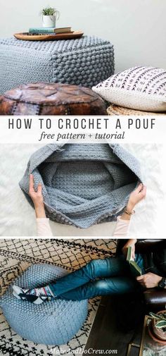 how to crochet a pouf free pattern and instructions