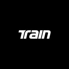 the word train is written in white on a black background