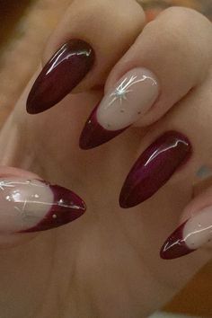 Mother Thought, Finger Biting, Deep Red Nails, Having Twins, Creative Nail Art, Wine Nails, Witchy Nails, Band Nails, Surrogate Mother