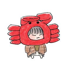 a drawing of a red bird with a hat and scarf on it's head