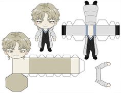 some paper dolls that have been made to look like they are wearing suits and ties