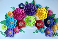 colorful paper flowers arranged in a circle