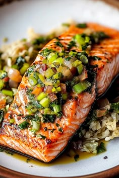 Miso Butter Salmon with Sizzled Scallion Salsa Verde Miso Soy Salmon, Squilliam Fancyson, Salmon With Salsa, Baked Salmon Filets, Bake Salmon, Miso Glazed Salmon, Nourish To Flourish, Salmon Filets