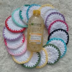 Looking for a quick gift for a friend (or for yourself)? These reusable facial rounds are super soft, machine washable, and the outer edges are various vibrant colors, making cleansing your face fun and easy! These crochet facial pads are super ecofriendly, as you aren't simply using one and tossing it in the garbage after--you can reuse them over and over! Just wet them with water or your preferred cleanser, wipe your face, and toss them in the wash!  **There are 4 facial rounds to a set, they Face Fun, Face Scrubbies, Micellar Cleansing Water, Makeup Remover Pads, Cool Face, Water Cleanse, Random Colors, Quick Gifts, Face Cloth