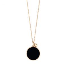 NECKLACE - Ever onyx round on chain | Ginette NY Minimalist Jewlery, Gold Skin, Black Onyx Necklace, Onyx Jewelry, Onyx Necklace, Dainty Bracelets, Onyx Ring, Rose Gold Necklace, Dainty Jewelry