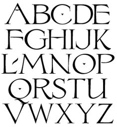 the upper and lower case of an old english alphabet, with letters in black on a white background