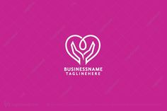 the logo for business name taglinehere, with hands holding a heart shape