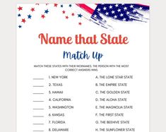 a printable name that state match up game