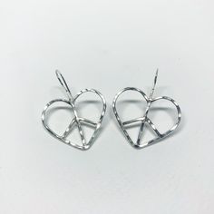 Heart Shaped Peace Sign Earrings - Small - Jennifer Cervelli Jewelry Peace Sign Earrings, Peace Earrings, Celebrate Life, Heart Shaped Earrings, Sustainable Jewelry, Timeless Jewelry, Beauty Items, Beautiful Gift Boxes, Precious Gemstones