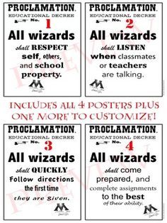 four different signs with instructions on how to use the word wizard in english and spanish