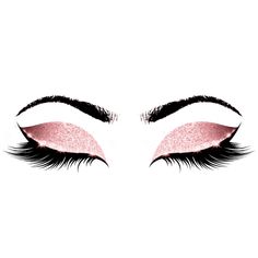 an eye with long lashes and pink glitter