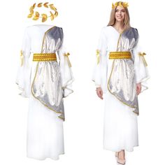 PRICES MAY VARY. Women's Toga Costume Accessories Set: Package includes 1 piece of Greek costume with roman laurel head wreath; The dress matched Greek accessories will make you look elegant and generous, different from others and easy to captivate people's attention; You will get a lot of praise and compliments in the Carnival Greek or Roman queen role playing game and party Quality Material: Roman Grecian costume dress costume is made of quality polyester fiber, soft and comfortable, lightweig Greek Costume Girl, Roman Crown, Roman Princess, Greek Toga, Roman Toga, Greek Dress, Toga Costume, Roman Costume, Greek Costume