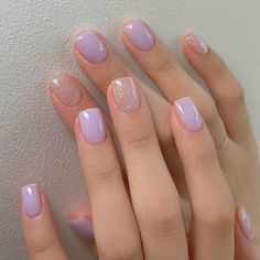 Kutek Disney, Lilac Nails, Short Gel Nails, Simple Gel Nails, Her Nails, Casual Nails, Cute Gel Nails, Soft Nails