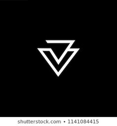 a black and white logo with the letter v in it's center on a dark background